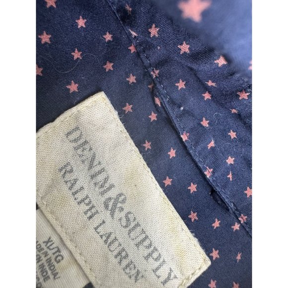Denim and Supply Ralph Lauren Men Shirt Short Sleeve Star Print Navy Blue XL - Picture 3 of 4